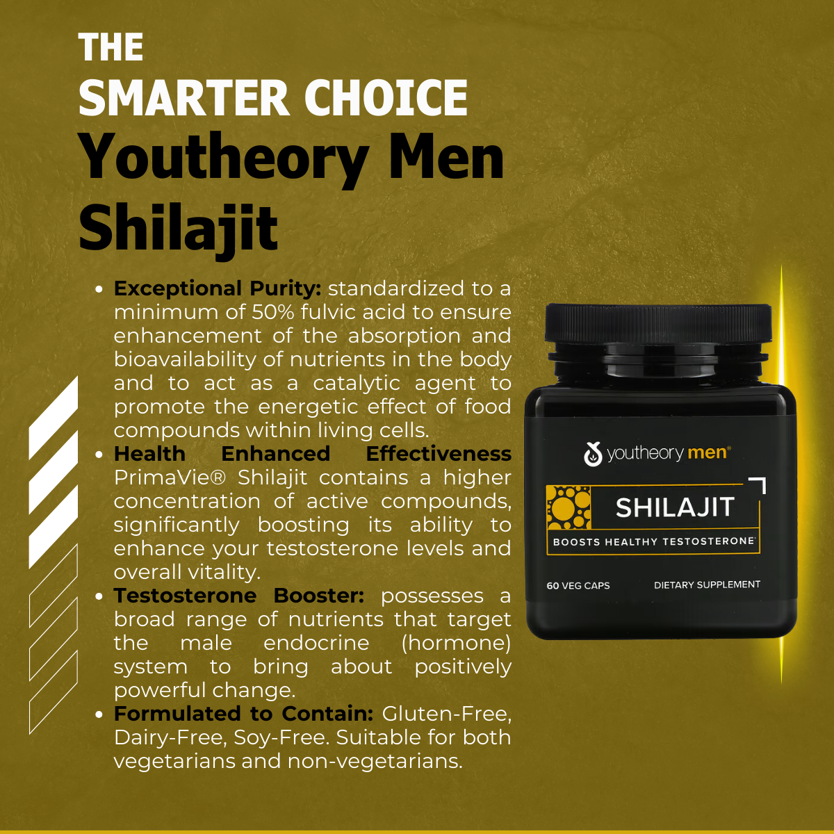 Youtheory, Men, Shilajit, Testosteron Booster, 60 Veg Caps - Ultimate Sup Singapore