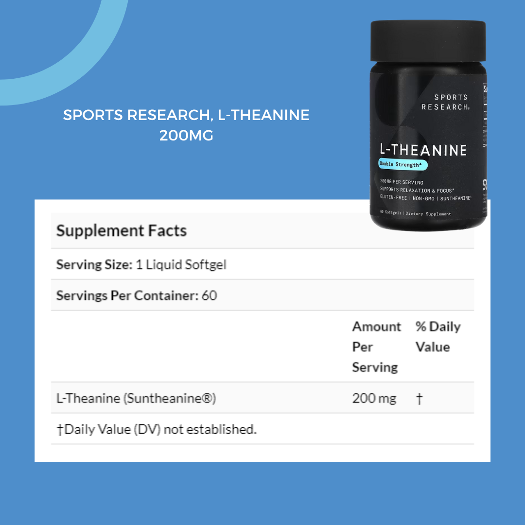 Sports Research, L-theanine 200mg, 60 Softgels - Ultimate Sup Singapore