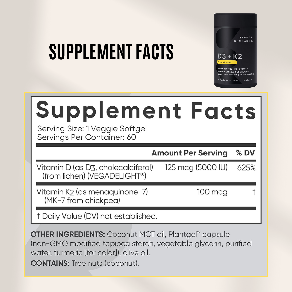 Sports Research, Vitamin K2 + D3, 60 Veggie Softgels/ Servings - Ultimate Sup Singapore