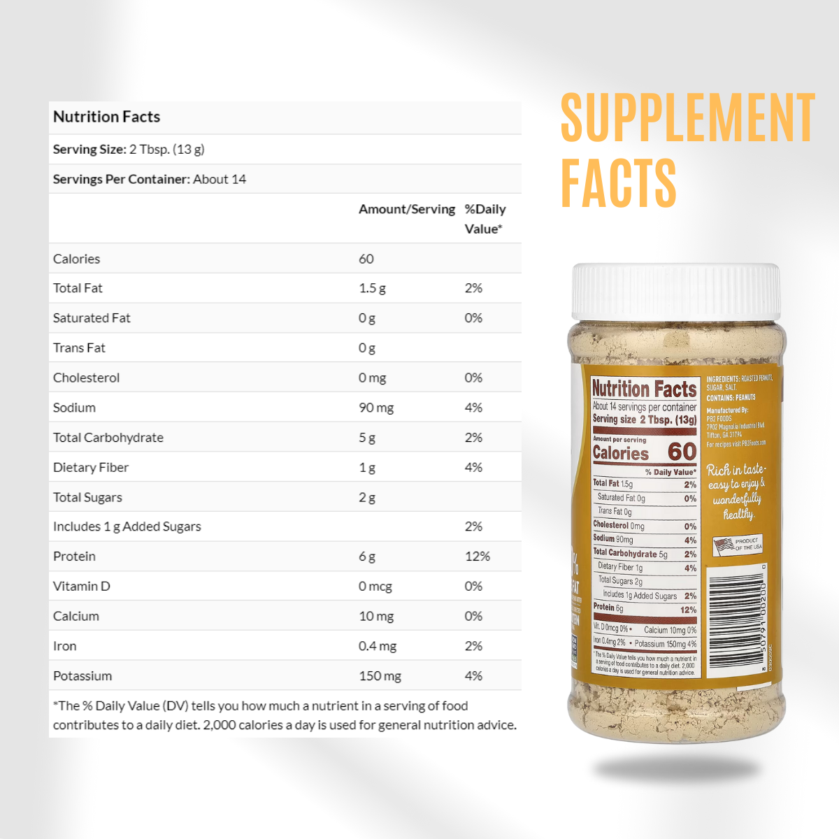 PB2 Foods, The Original PB2, Powdered Peanut Butter, 6.5 - 16 - 32 oz - Ultimate Sup Singapore