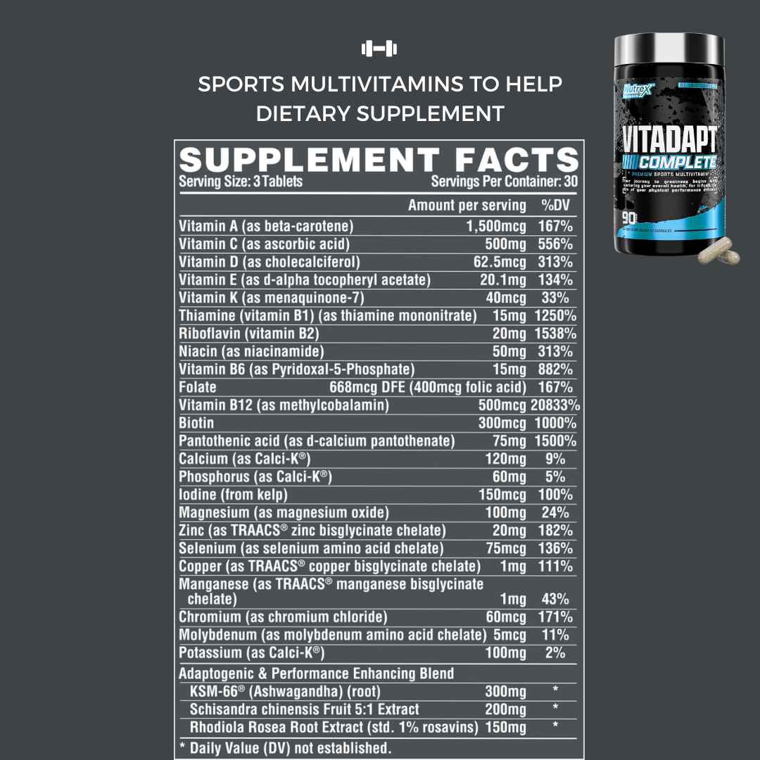 Nutrex Vitadapt Complete Sports, Multivitamin, 90 Tablets