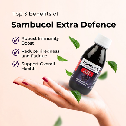 Sambucol Extra Defence Liquid, EXTRA Vitamin C, Zinc, Vitamins & Minerals, 120ml - Ultimate Sup Singapore