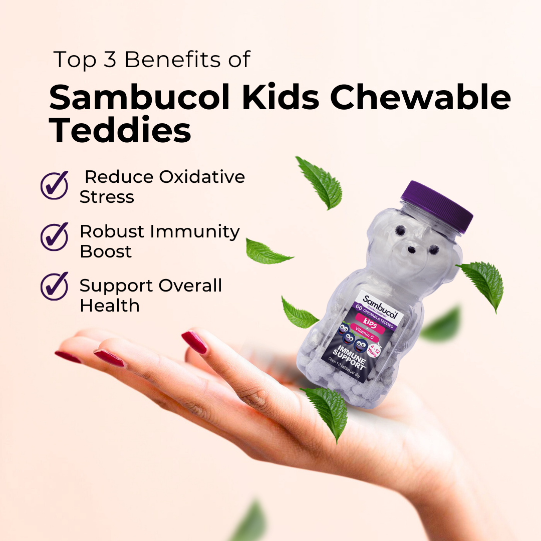 Sambucol Kids, PLUS Vitamin C, Support Immune System, Chewable 60 Teddies - Ultimate Sup Singapore