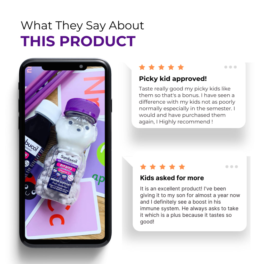 Sambucol Kids, PLUS Vitamin C, Support Immune System, Chewable 60 Teddies - Ultimate Sup Singapore