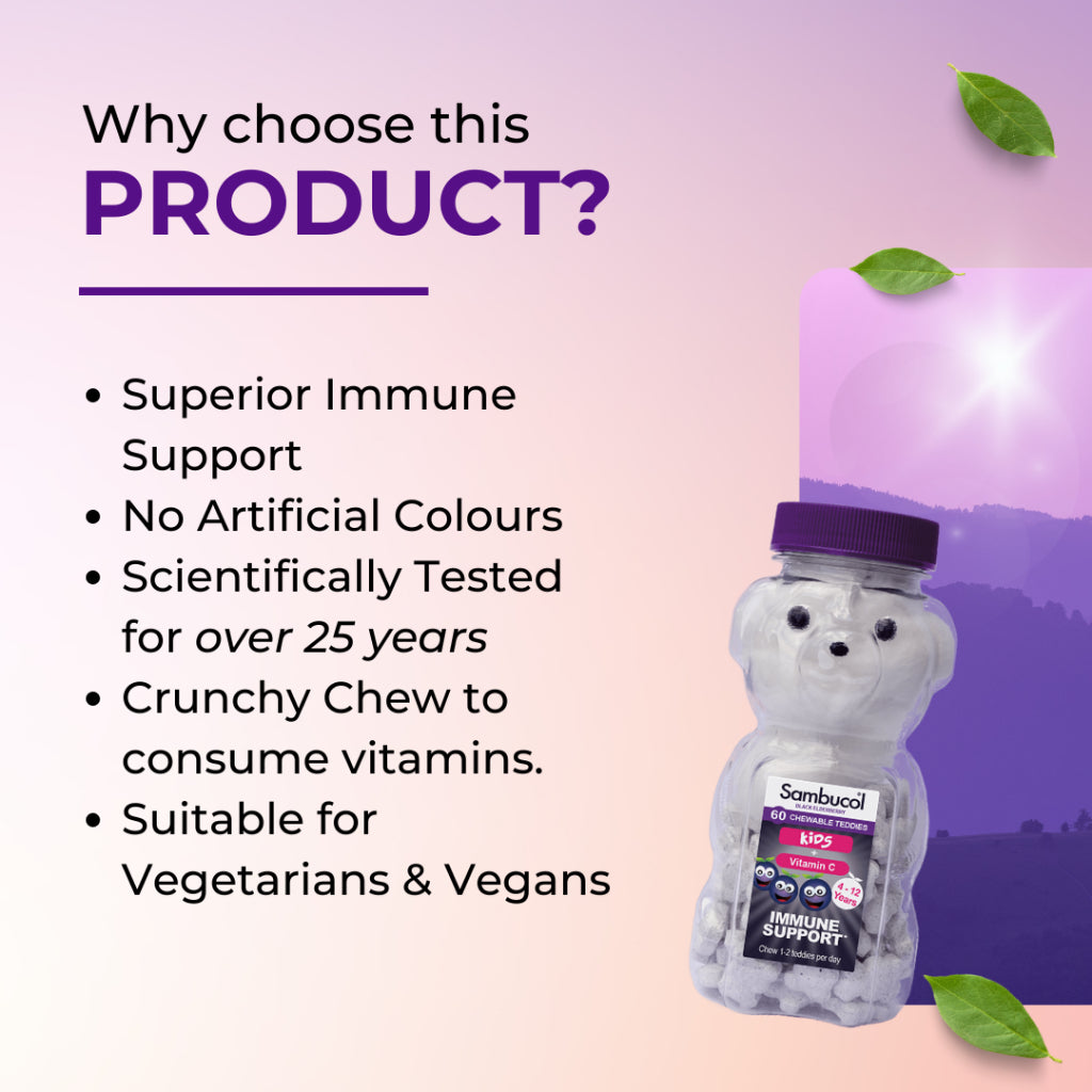 Sambucol Kids, PLUS Vitamin C, Support Immune System, Chewable 60 Teddies - Ultimate Sup Singapore