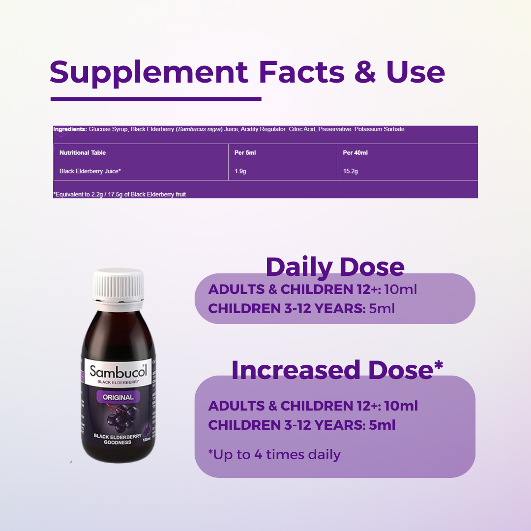 Sambucol Original Liquid, Black Elderberry Extract, 120ml - Ultimate Sup Singapore