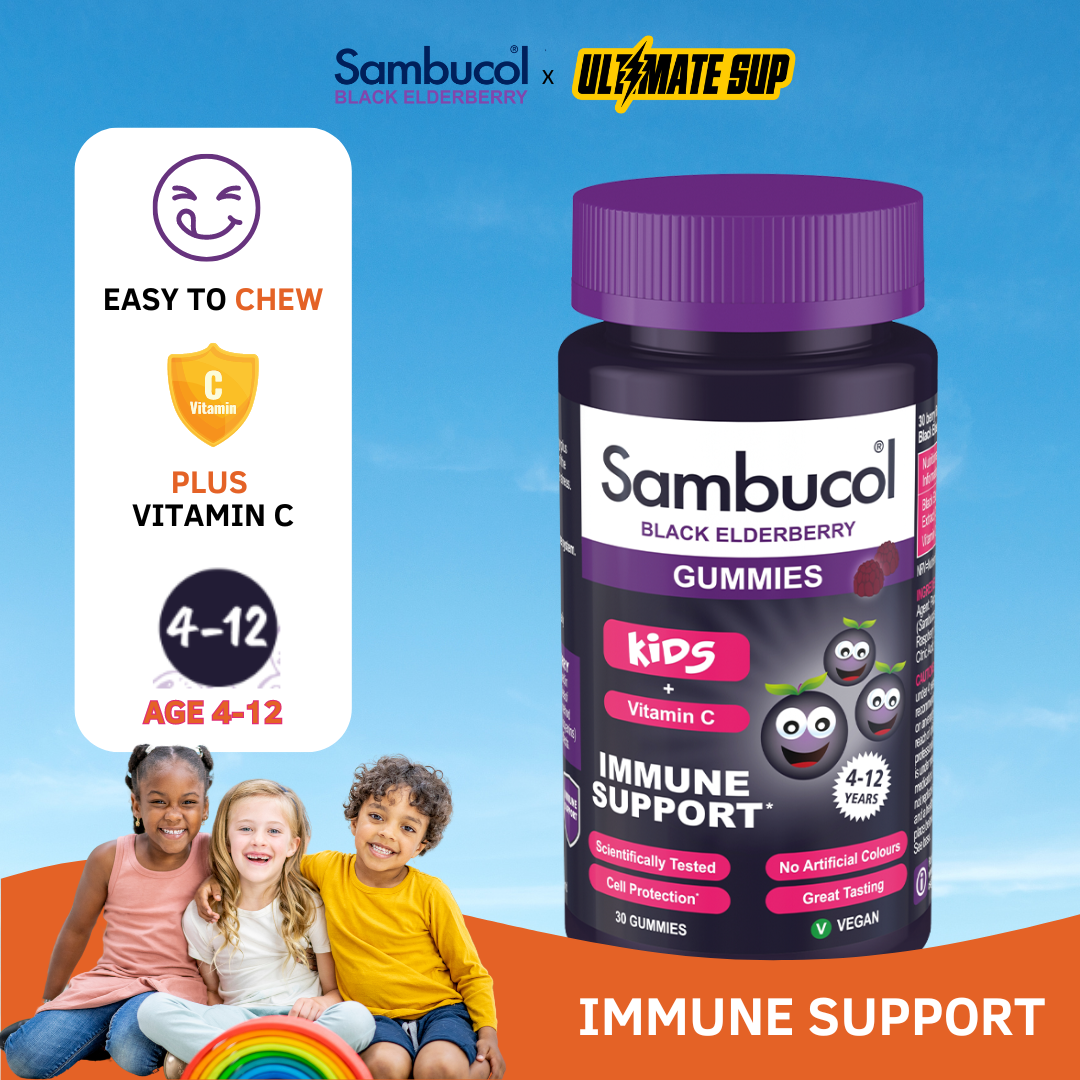 Sambucol Kids Gummies, Immune Support with Black Elderberry & Vitamin C, Kids 4-12, 30 Gummies - Ultimate Sup Singapore