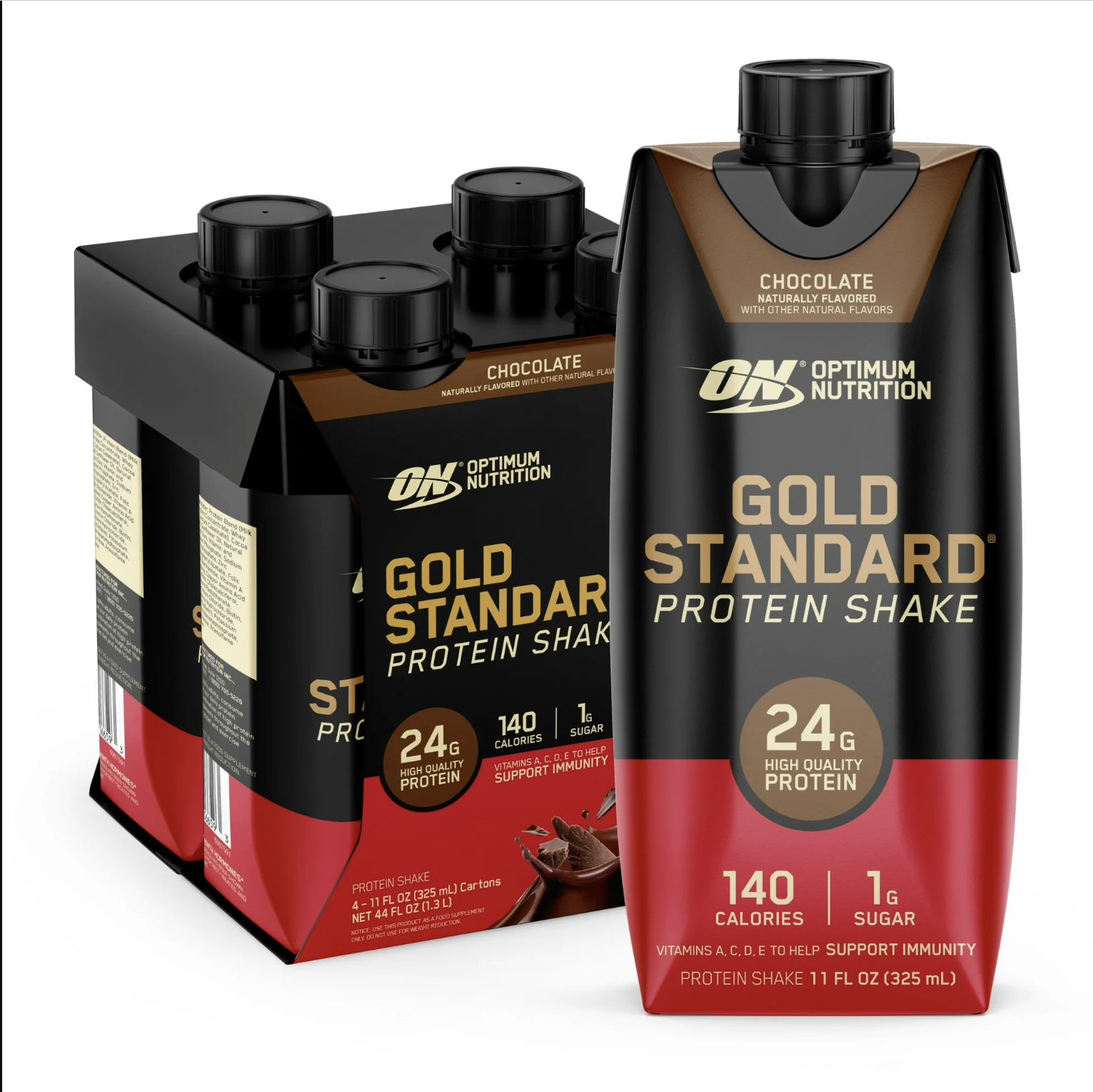 Optimum Nutrition, Gold Standard Protein Shake, 24g Protein, Ready to Drink, Gluten Free, Various Flavors, 4-12 cans - Ultimate Sup Singapore