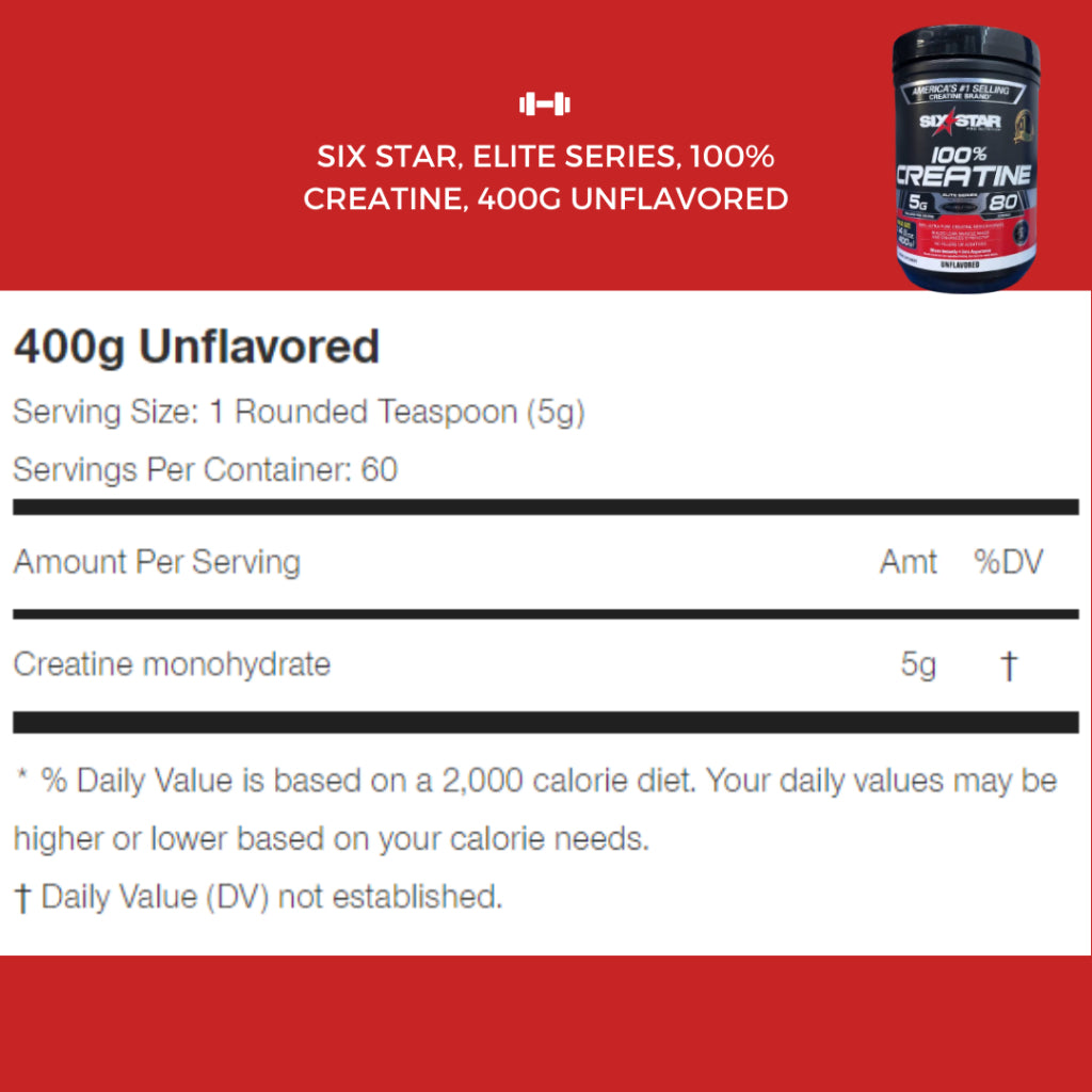 Six Star, Elite Series, 100% Creatine, 400g Unflavored - Ultimate Sup Singapore