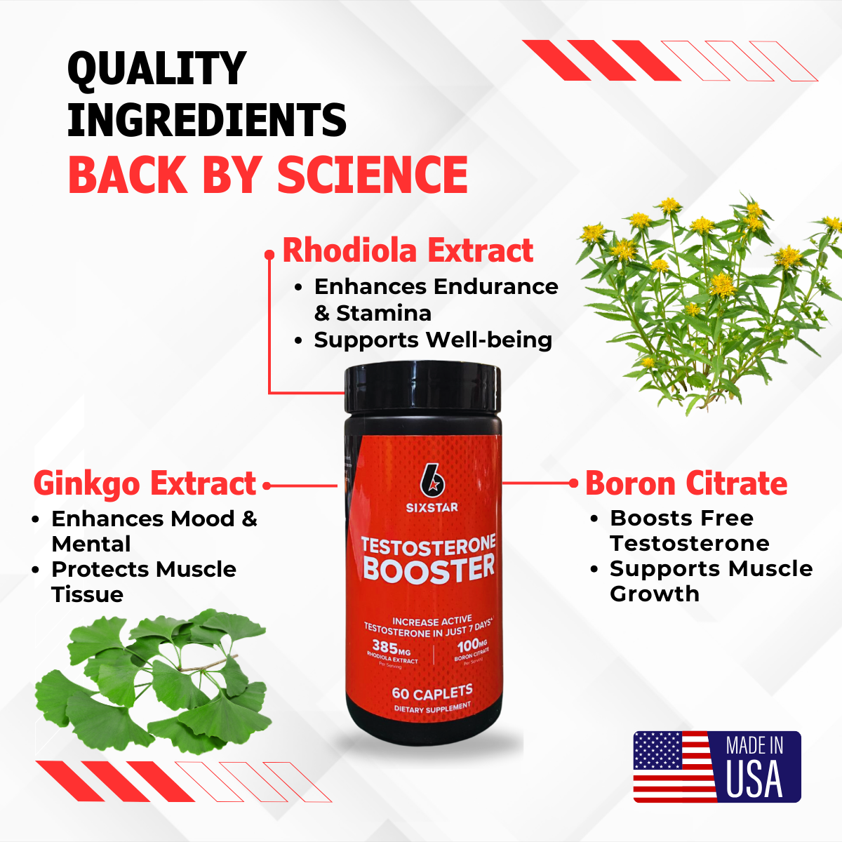 Six Star, Elite Series, Testosterone Booster for Men With Boron Citrate, Enhance Training Performance, 60 Caplets - Ultimate Sup Singapore