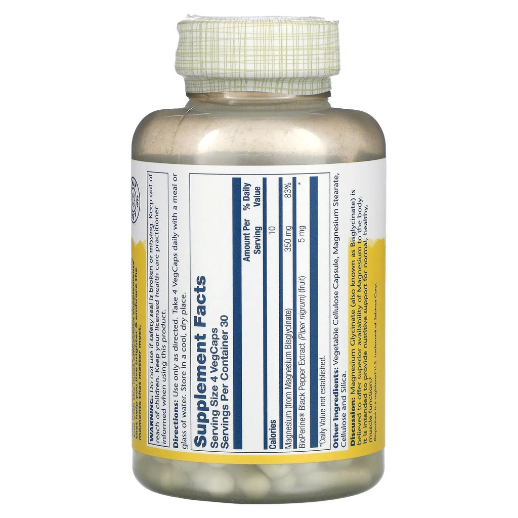 Solaray, High Absorption Magnesium Glycinate, 120 - 240 VegCaps - Ultimate Sup Singapore