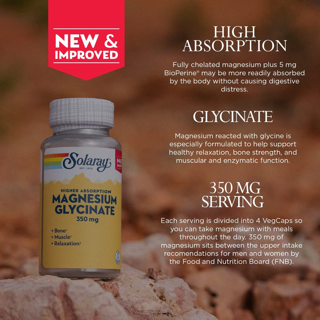 Solaray, High Absorption Magnesium Glycinate, 120 - 240 VegCaps - Ultimate Sup Singapore