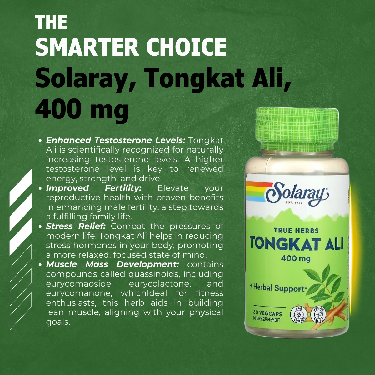 Solaray, Tongkat Ali, 400 mg, 60 VegCaps - Ultimate Sup Singapore