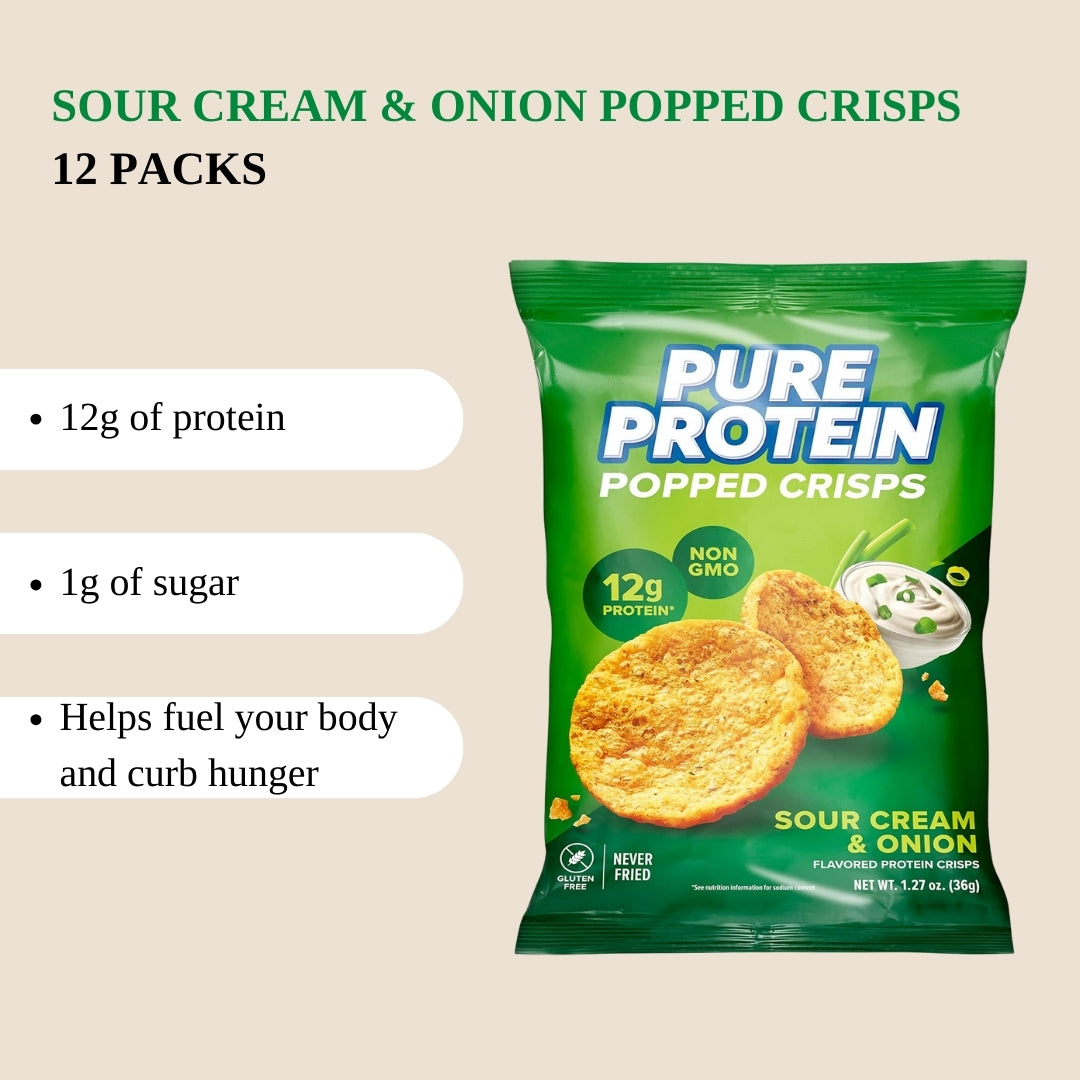 Pure Protein Popped Crisps, 12g Protein, Low Sugar, Healthy Snack, Gluten Free, Non-GMO, Various Flavors, 3-12 packs - Ultimate Sup Singapore