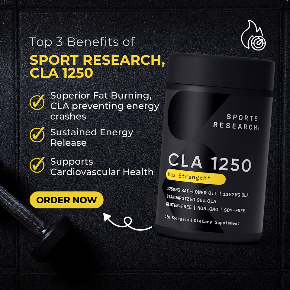 Sports Research, CLA 1250, Fat Burner, 1250 mg, 180 Softgels - Ultimate Sup Singapore