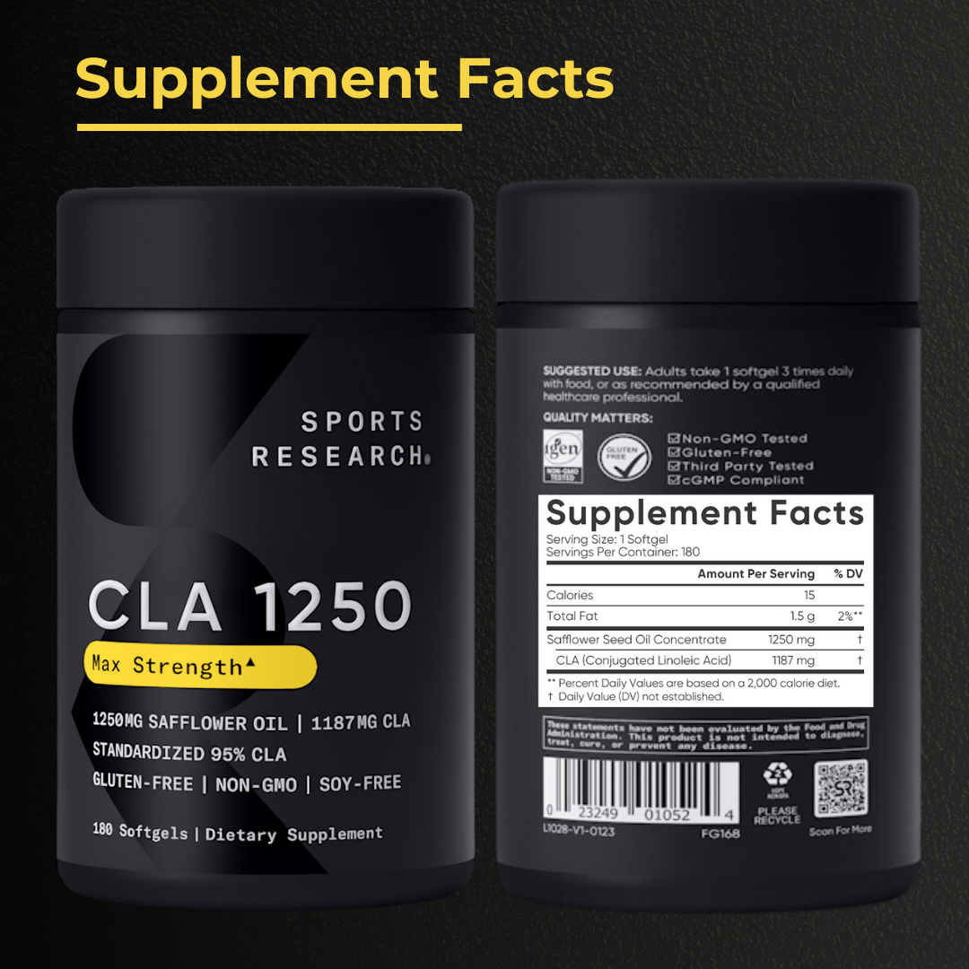 Sports Research, CLA 1250, Fat Burner, 1250 mg, 180 Softgels - Ultimate Sup Singapore