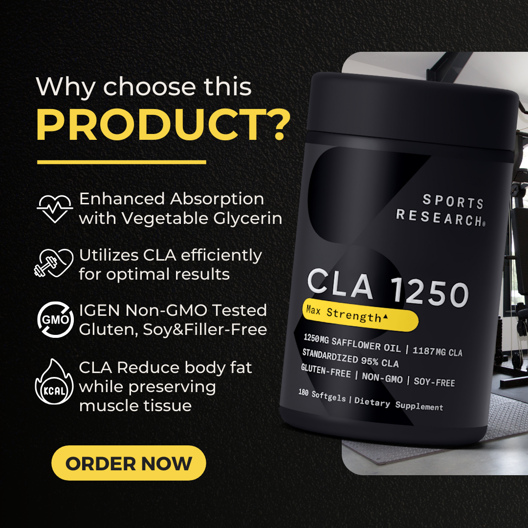 Sports Research, CLA 1250, Fat Burner, 1250 mg, 180 Softgels - Ultimate Sup Singapore