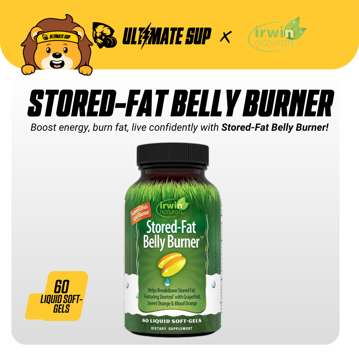 Irwin Naturals, Stored-Fat Belly Burner, 60 Liquid Soft-Gels - Ultimate Sup Singapore