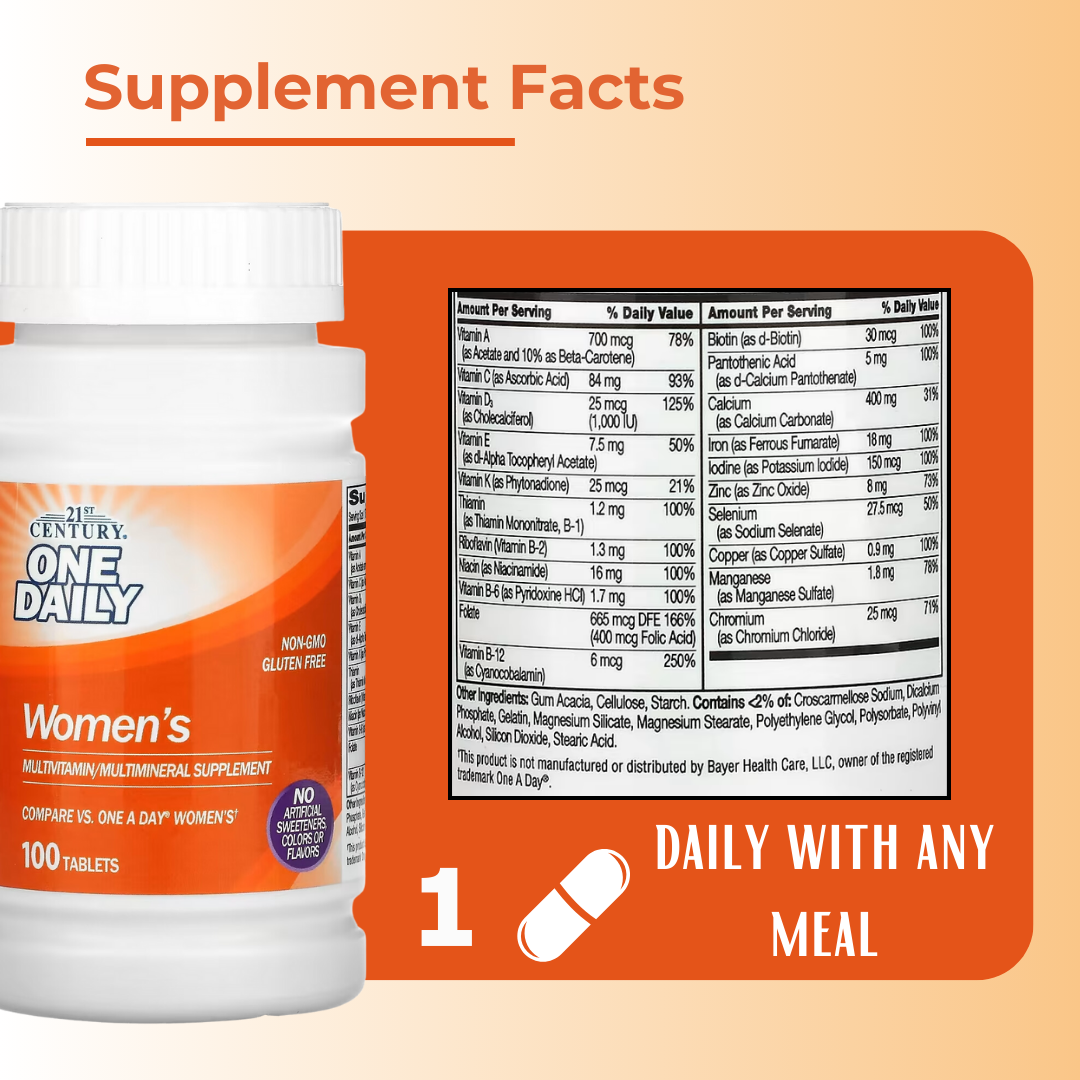 21st Century, One Daily, Women's, Multivitamin for Women, Support Women's Health, 100 Tablets - Ultimate Sup Singapore