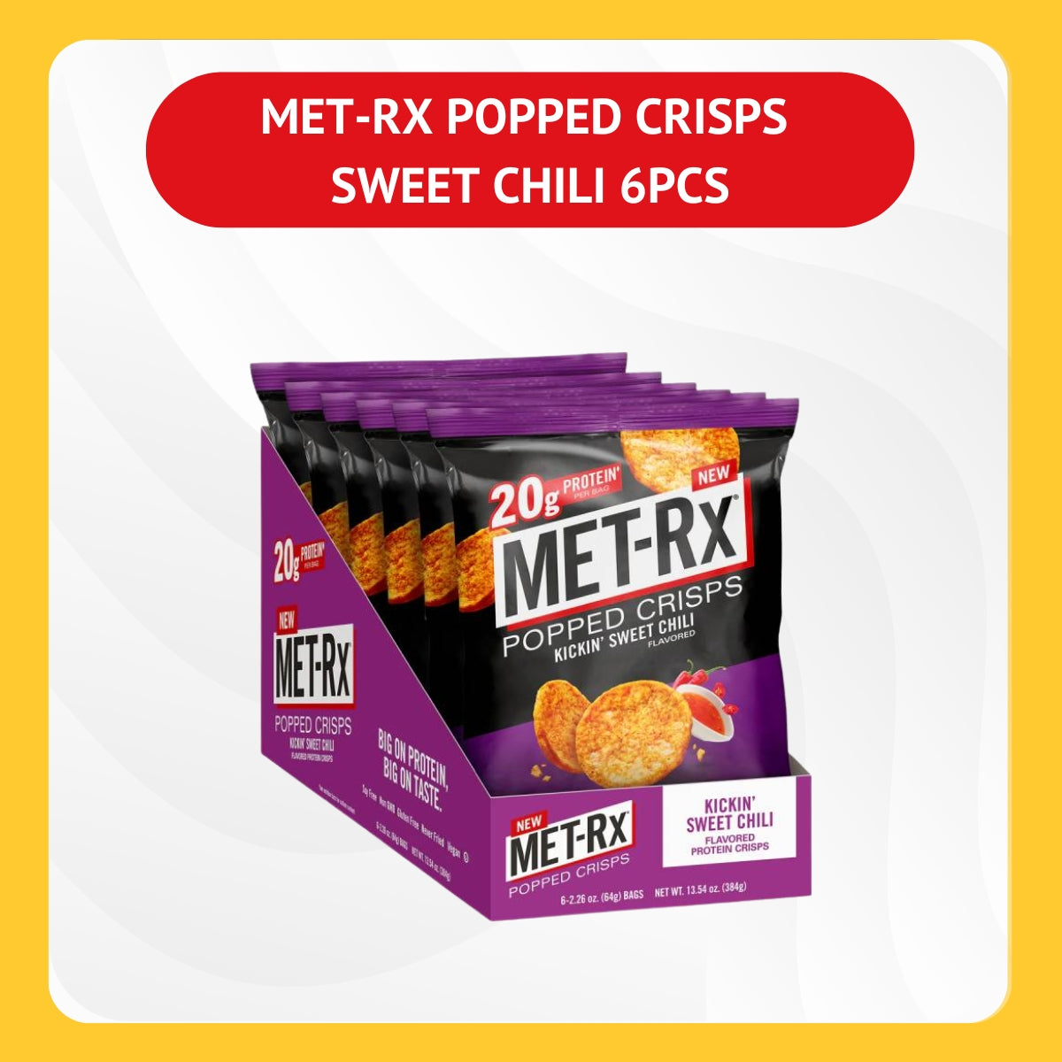 Met-Rx Popped Protein Crisps, Protein Chip, 20g protein, Non GMO, Gluten Free 6pcs - Ultimate Sup Singapore