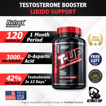 Nutrex T-Up, Raise Total Testosterone Build More Muscle, Supplement, Zinc, B6, B12, 120 Capsules - Ultimate Sup Singapore