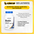 Nutricost, Biotin, Hair & Nails Supplements, 10,000 mcg, 240 Capsules - Ultimate Sup Singapore