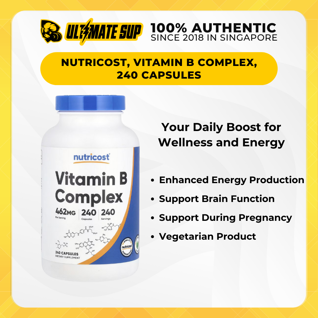 Nutricost, Vitamin B Complex, 462 mg, 120-240 Capsules - Ultimate Sup Singapore