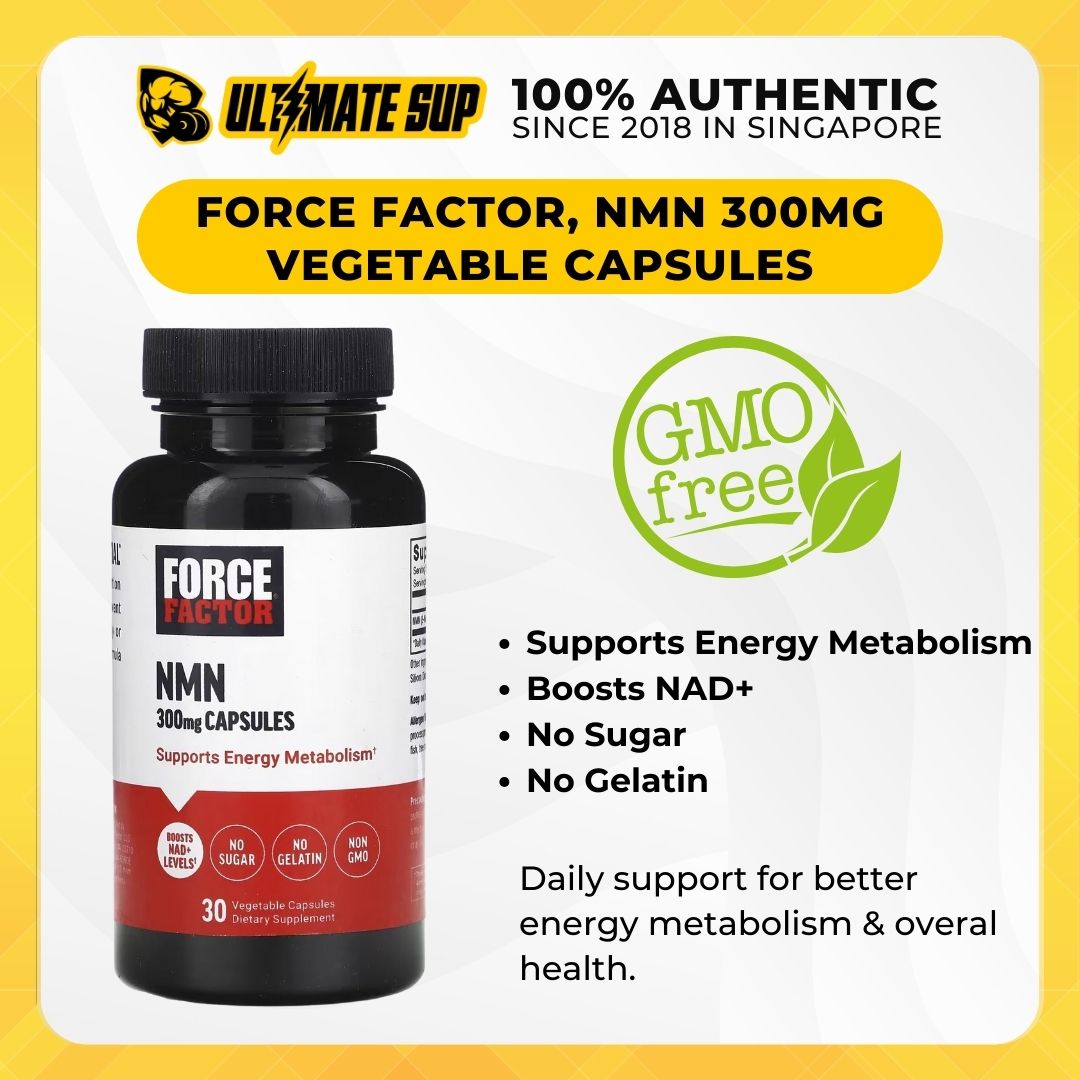 Force Factor, NMN 300mg, Energy Metabolism Booster, 30 Vegetable Capsules - Ultimate Sup Singapore