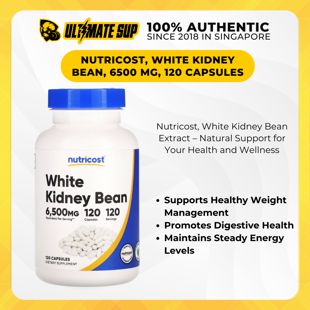 Nutricost, White Kidney Bean, 6500 mg, 120 Capsules - Ultimate Sup Singapore