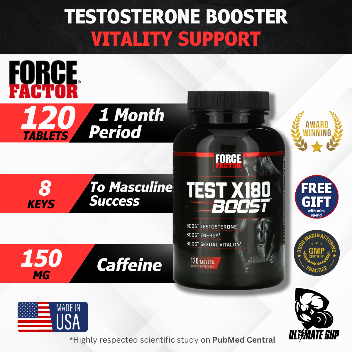 Force Factor, Test X180 Boost, 60-120 Tablets/Caps - Ultimate Sup Singapore