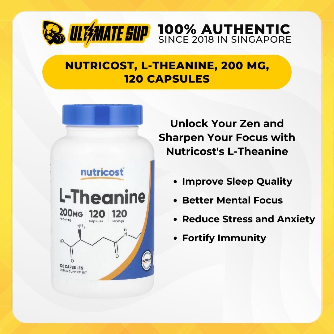 Nutricost, L-Theanine, 200 mg, 120 - 240 Capsules - Ultimate Sup Singapore