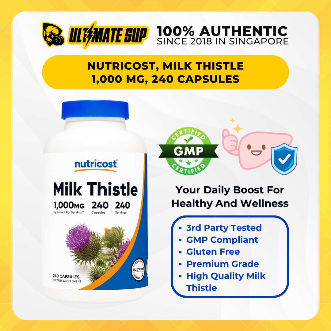 Nutricost, Milk Thistle, Non-GMO and Gluten Free, 250mg/1000mg Equivalent, 240 Vegetarian Capsules - Ultimate Sup Singapore