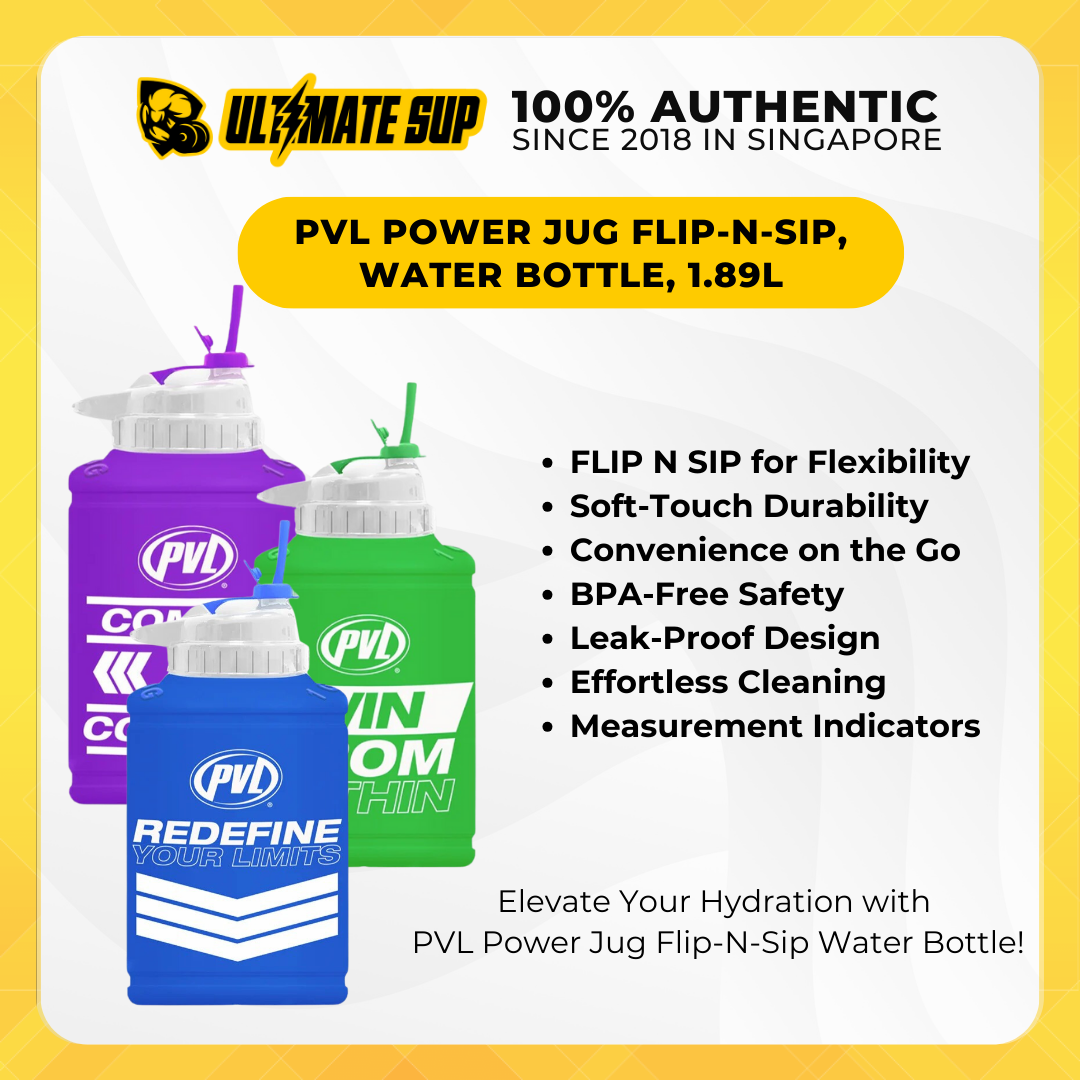 PVL, Power Jug Flip-N-Sip Water Bottle, 1/2 Gallon (1.89 L) - Ultimate Sup Singapore