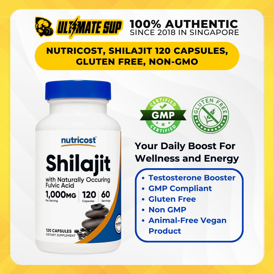 Nutricost, Shilajit Capsules, Gluten Free, Non-GMO, 1,000 mg Shilajit Per Serving, 120 Capsules - Ultimate Sup Singapore