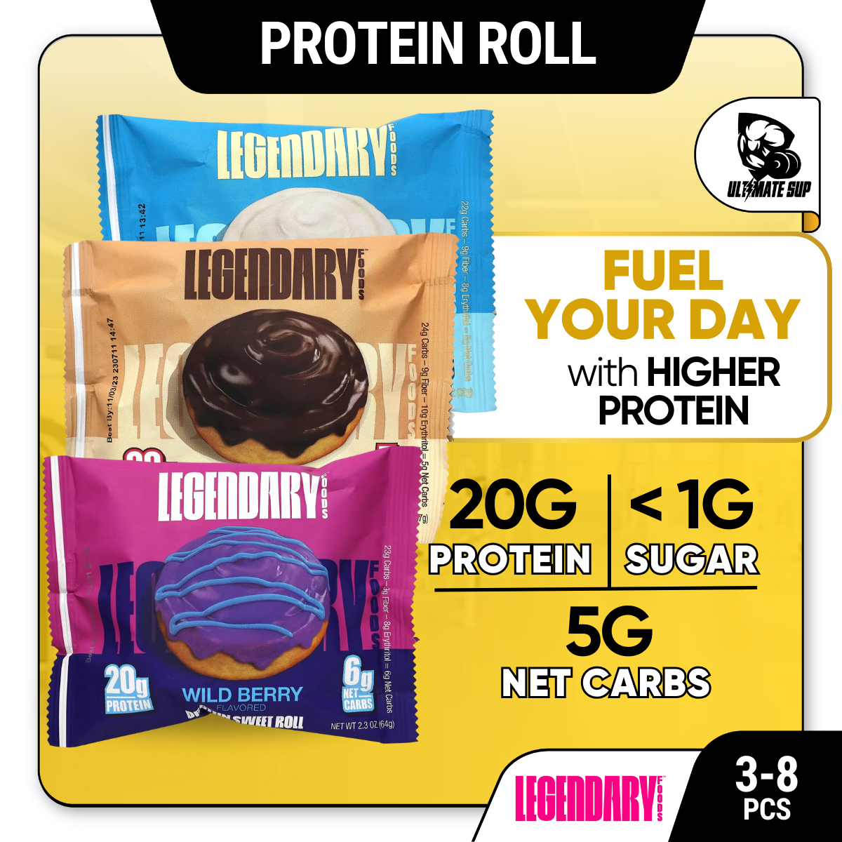 Legendary Foods, Protein Sweet Roll, Various Flavors, 67 g, 3-8 pcs, thumbnail