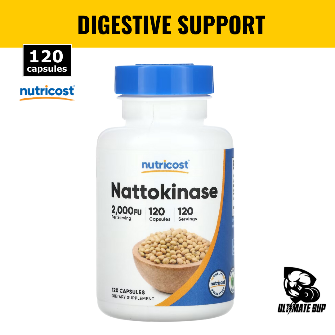 Nutricost, Nattokinase, 2000 FU, Heart Health Support, Digestive support, 120 Capsules - Ultimate Sup Singapore