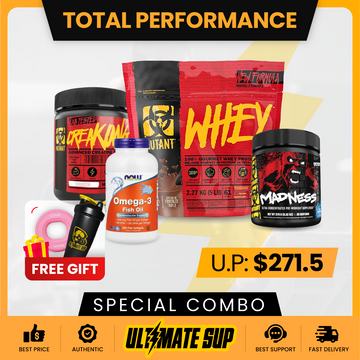 Combo TOTAL PERFORMANCE, Mutant Whey 5lb + CreaKong 300g + Omega 3 200s + Mutant Madness 225g, Build Muscle & Recovery - Ultimate Sup Singapore