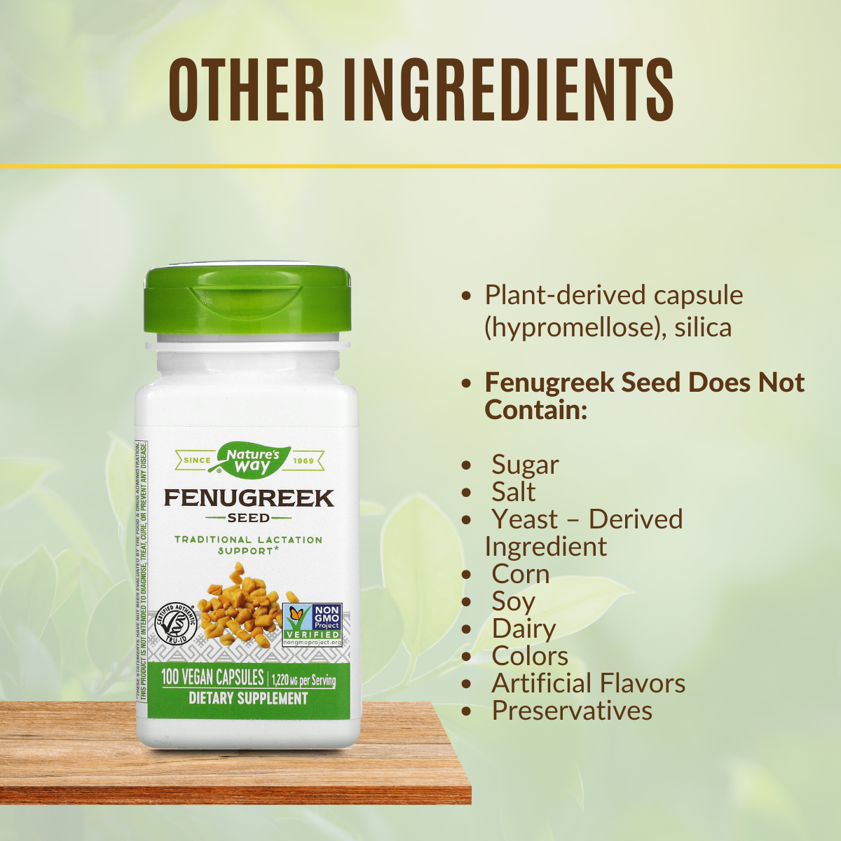 Nature's Way, Fenugreek Seed, 610 mg, 100-180 Vegan Capsules - Ultimate Sup Singapore