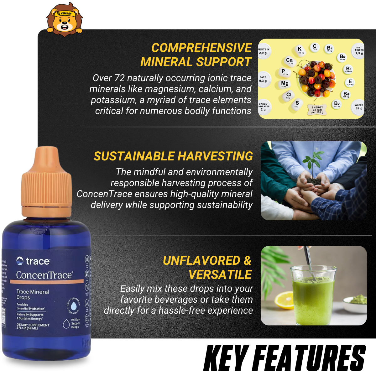 Trace, ConcenTrace, Trace Mineral Drops, Hydration & Joint Support 2-8 floz, 59-237ml - Ultimate Sup Singapore