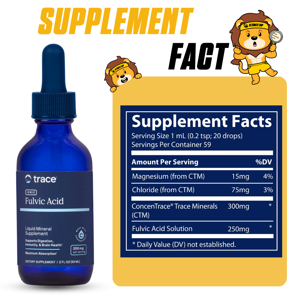 Trace, Ionic Fulvic Acid, 2 fl oz (59 ml) - Ultimate Sup Singapore