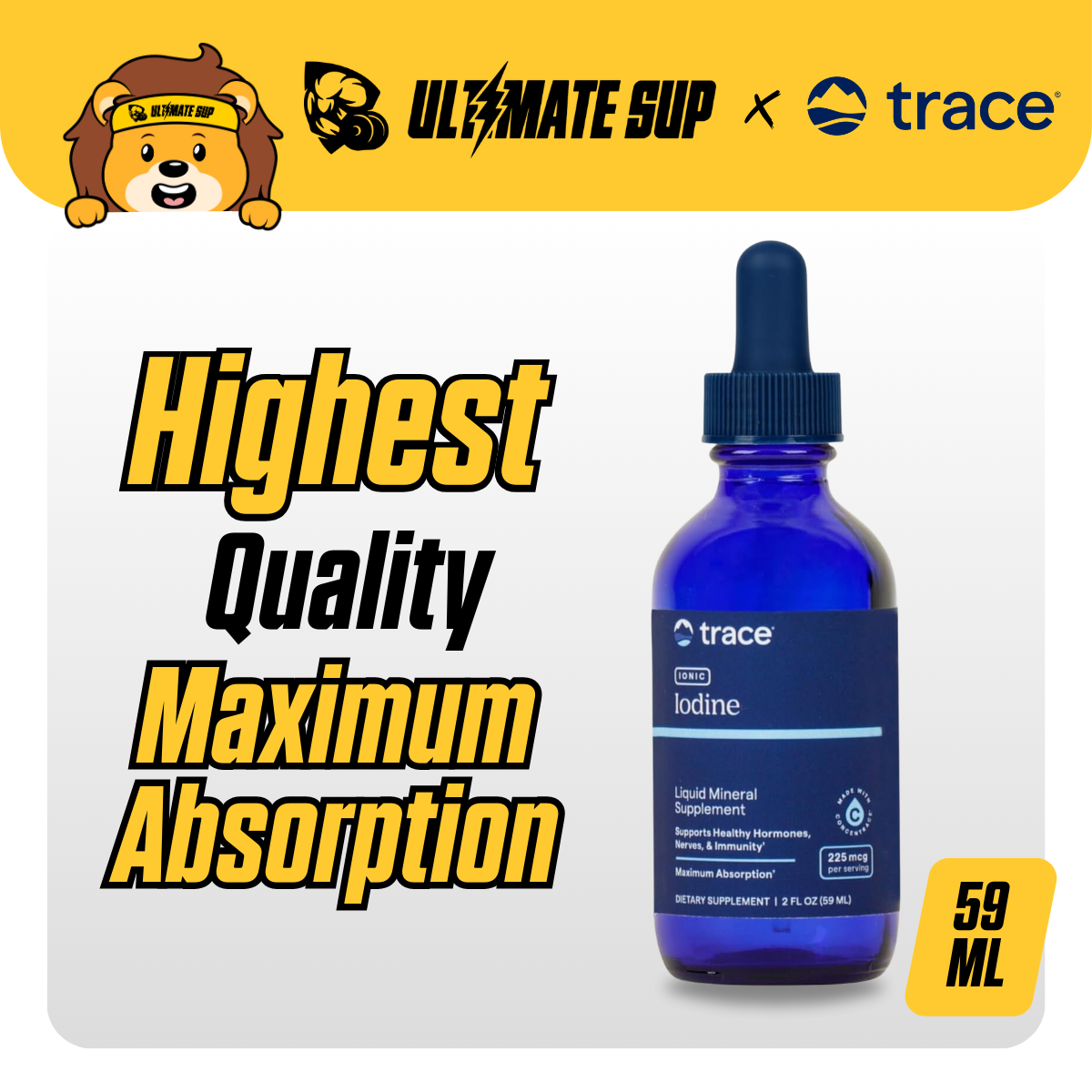 Trace, Ionic Iodine, Gel Supplement to Support Immune System & Thyroid Health 2 fl oz (295 Servings) - Ultimate Sup Singapore