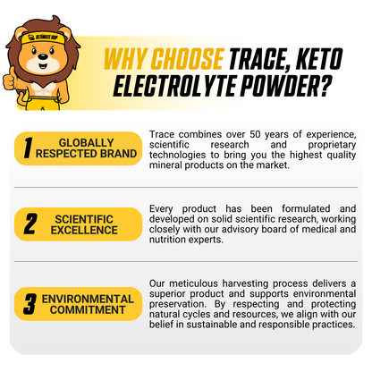 Trace, Keto Electrolyte Powder, Mineral Supplement for Energy & Muscle Stamina Support 13 oz 369g (55 Servings) - Ultimate Sup Singapore