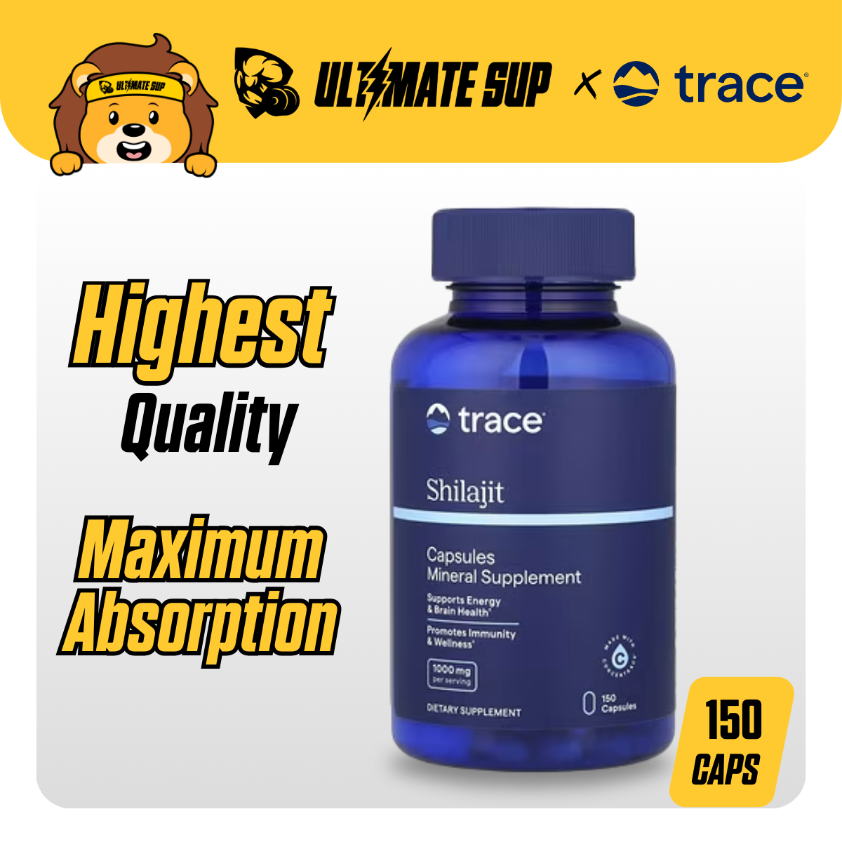 Trace, Shilajit, Boost Energy and Brain Heath, 150 capsules - Ultimate Sup Singapore