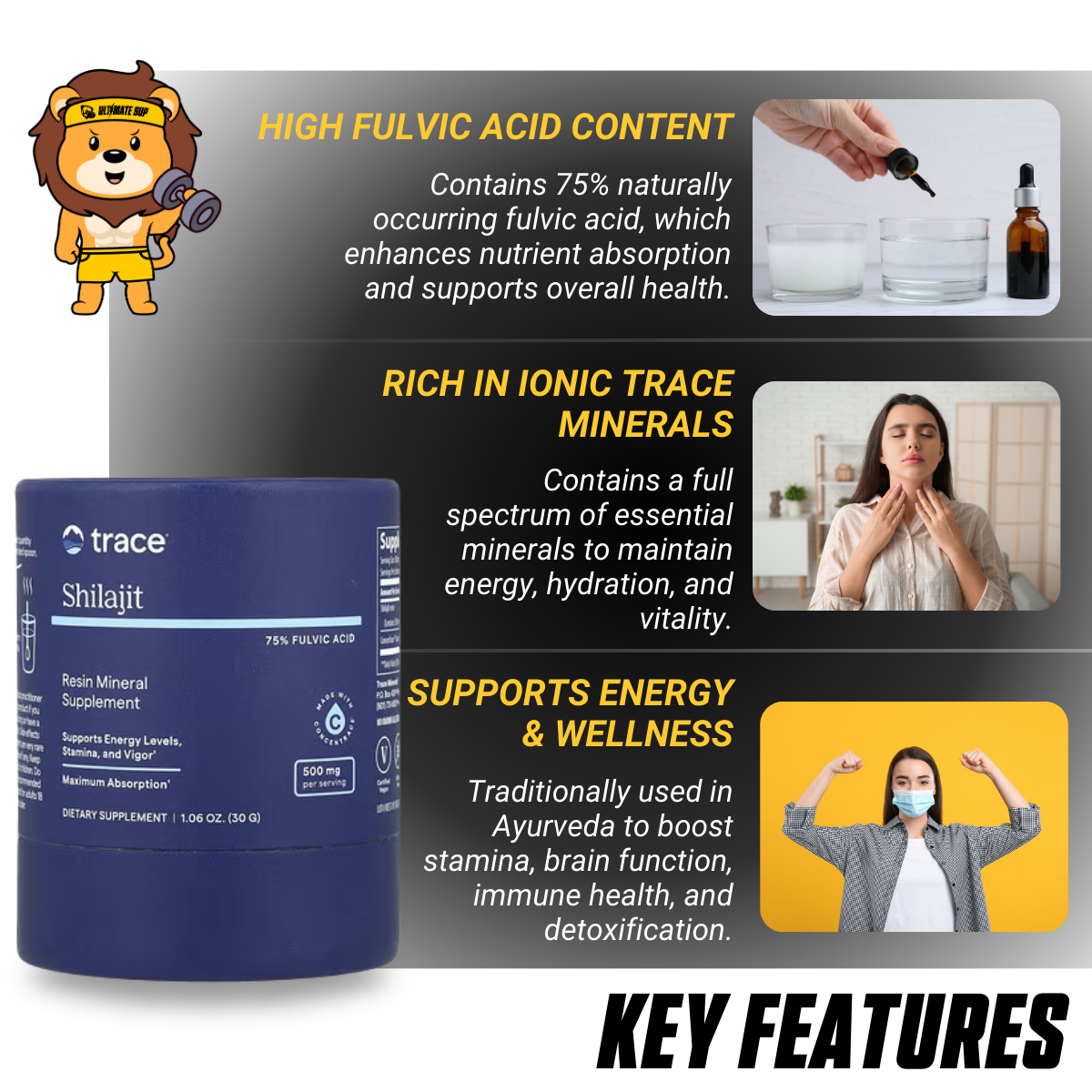 Trace, Shilajit, Mineral Supplement, Boost Energy, 30g - Ultimate Sup Singapore