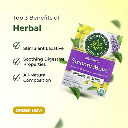 Traditional Medicinals, Organic Smooth Move, Original with Senna, Caffeine Free, 16 Wrapped Tea Bags, 0.07 oz (2g) Each - Ultimate Sup Singapore