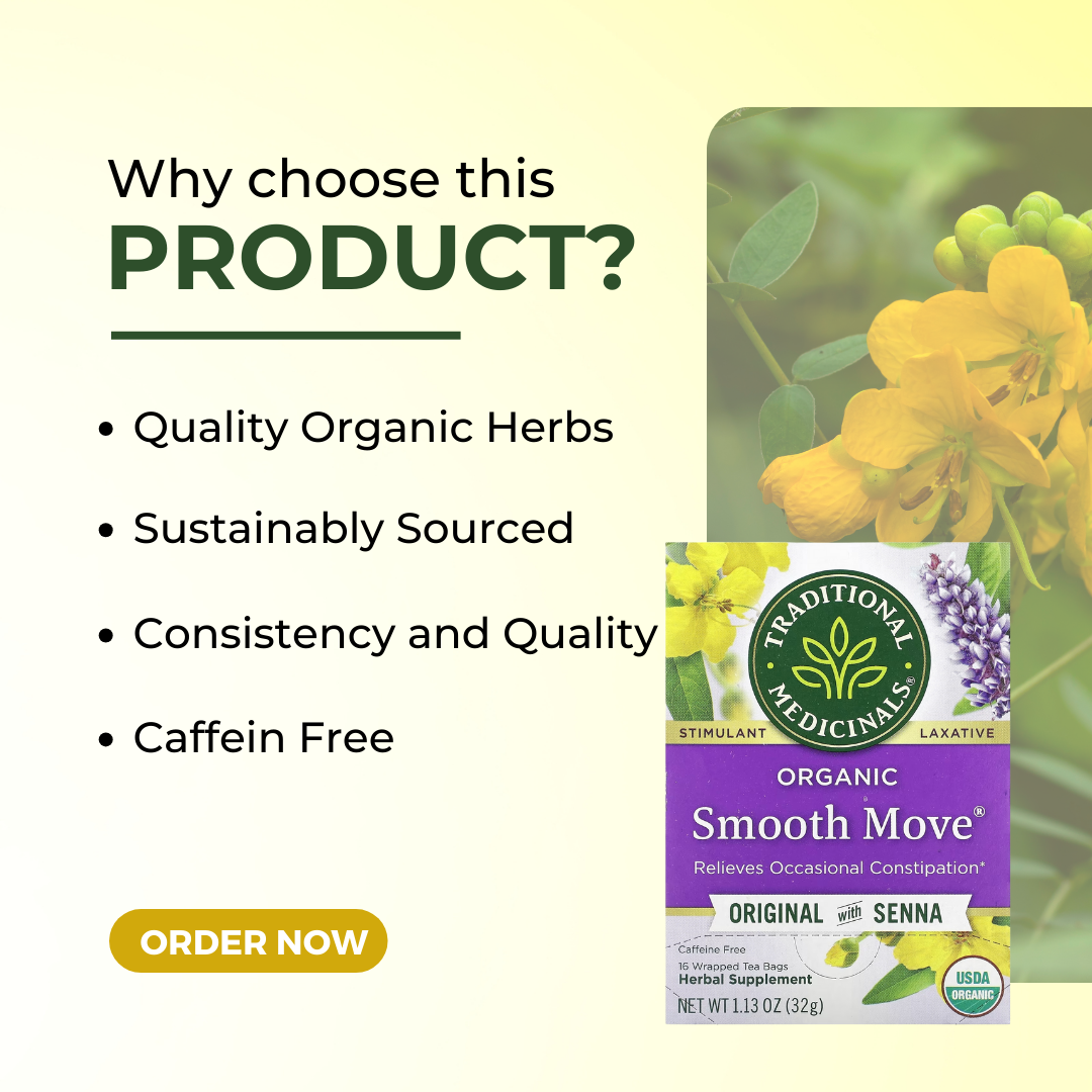 Traditional Medicinals, Organic Smooth Move, Original with Senna, Caffeine Free, 16 Wrapped Tea Bags, 0.07 oz (2g) Each - Ultimate Sup Singapore
