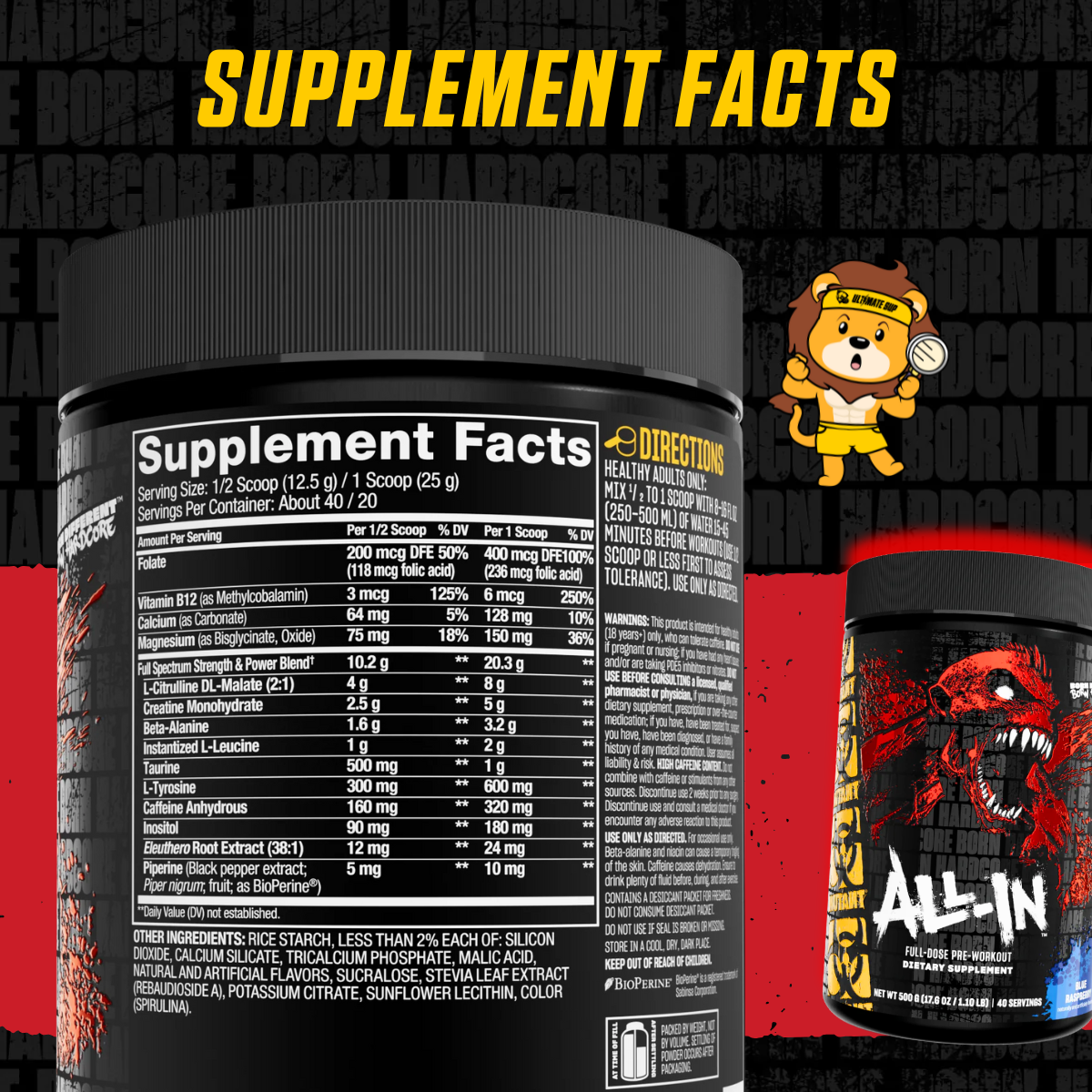 Mutant ALL IN, Stimulant Pre-workout, 500 grams