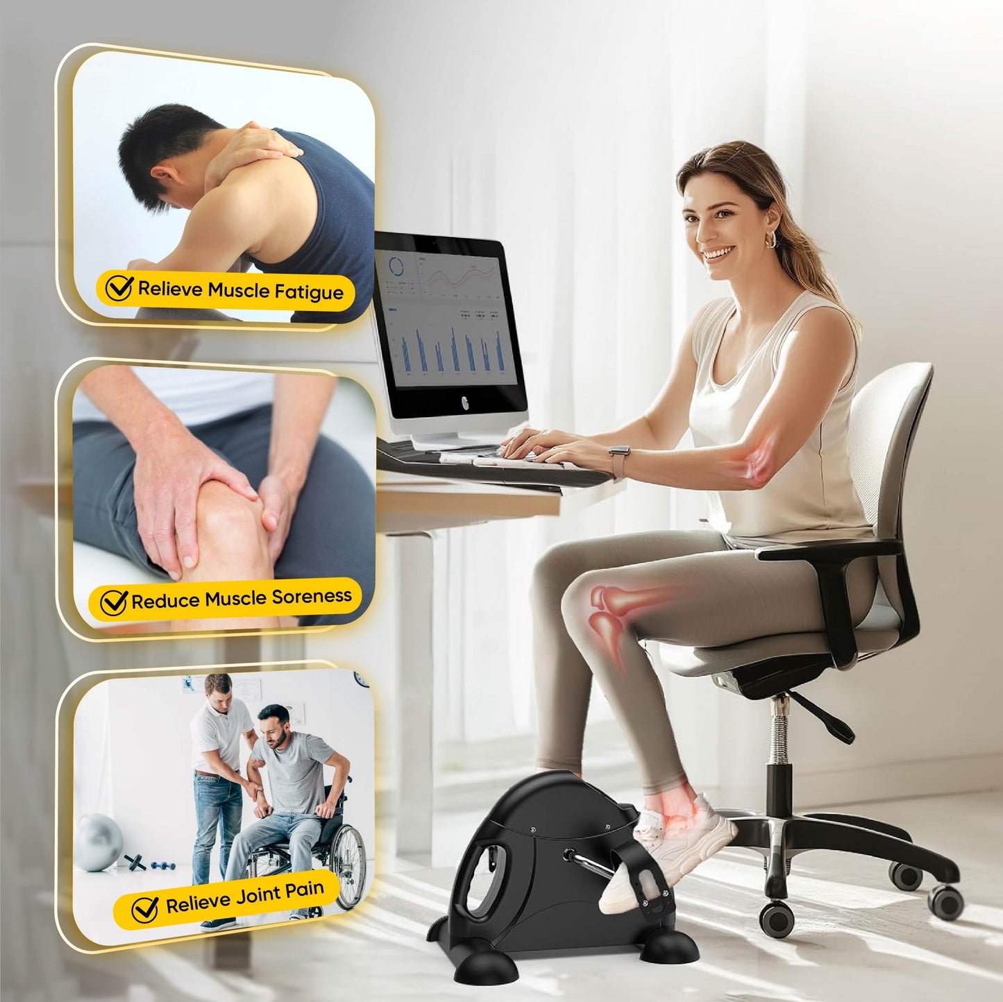 Ultimate Sup, Mini Pedal Exercise Bike, Trainer Arm/Leg Physical Therapy Fitness Cycle Indoor Cycling Bikes LCD Display - Ultimate Sup Singapore