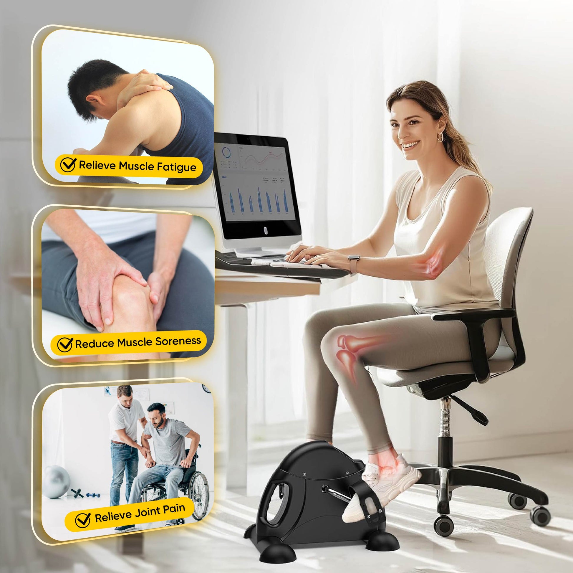 Ultimate Sup, Mini Pedal Exercise Bike, Trainer Arm/Leg Physical Therapy Fitness Cycle Indoor Cycling Bikes LCD Display - Ultimate Sup Singapore