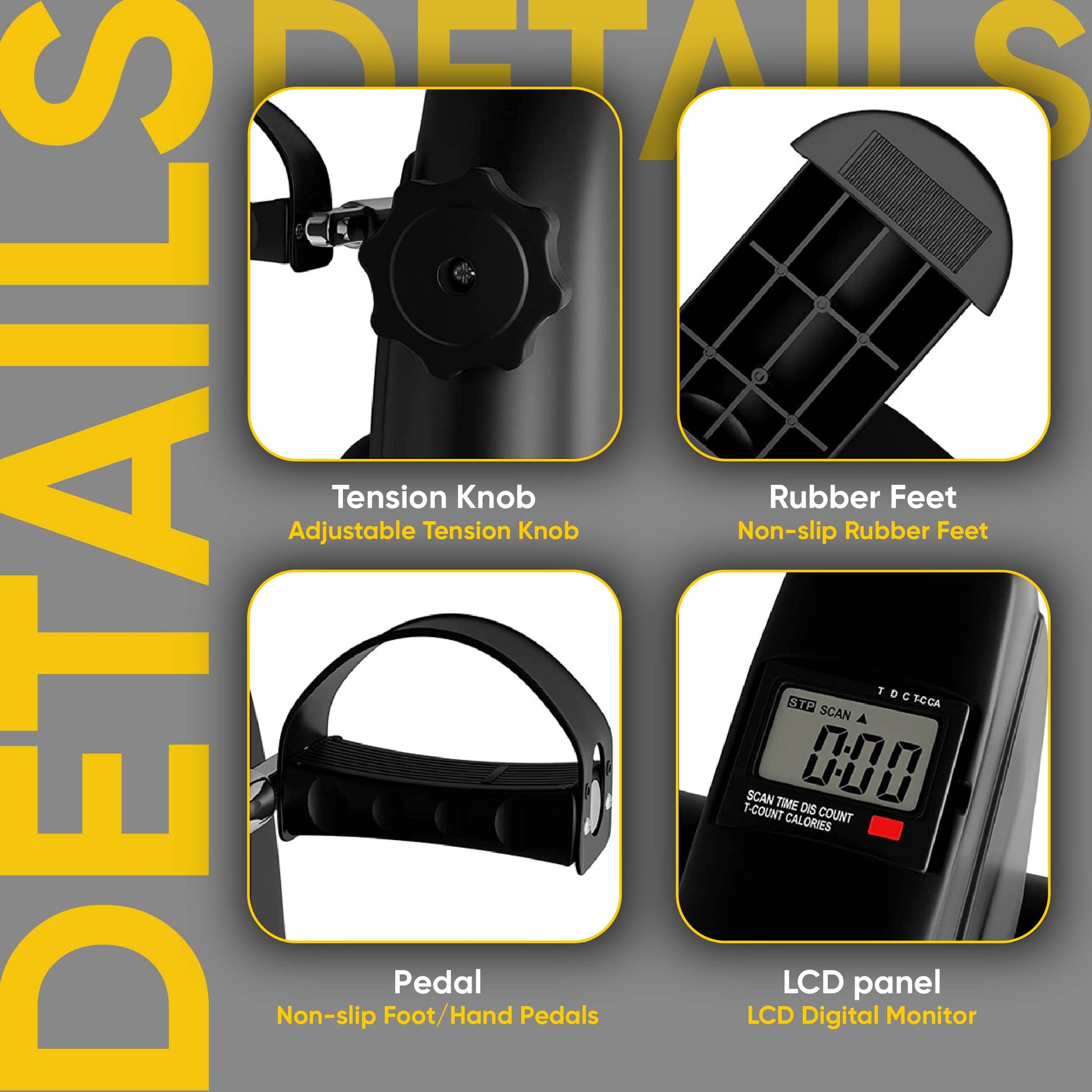 Ultimate Sup, Mini Pedal Exercise Bike, Trainer Arm/Leg Physical Therapy Fitness Cycle Indoor Cycling Bikes LCD Display - Ultimate Sup Singapore